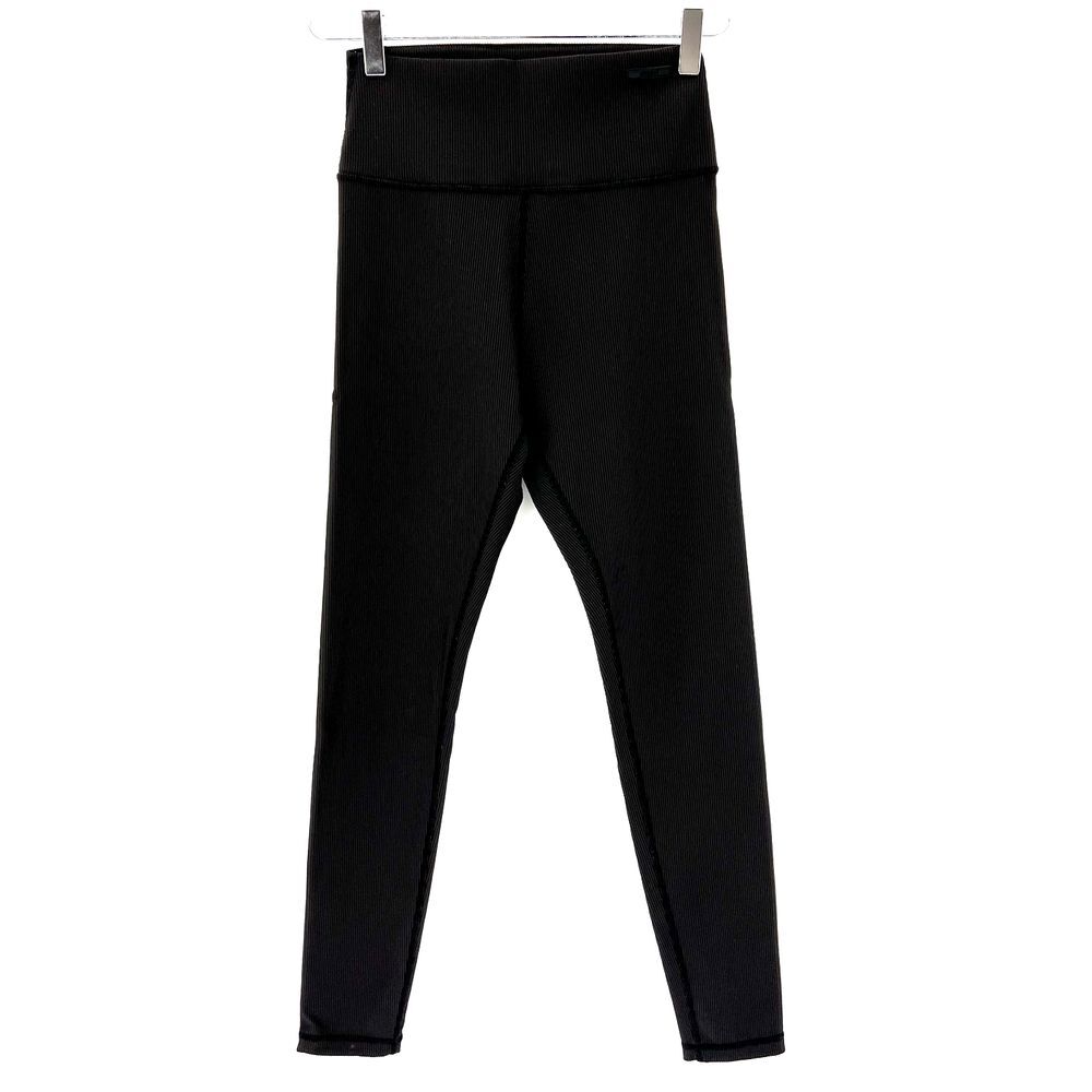 Meshki Ribbed‎ Leggings High Waisted Size S Black Activewear Stretch Gym Workout